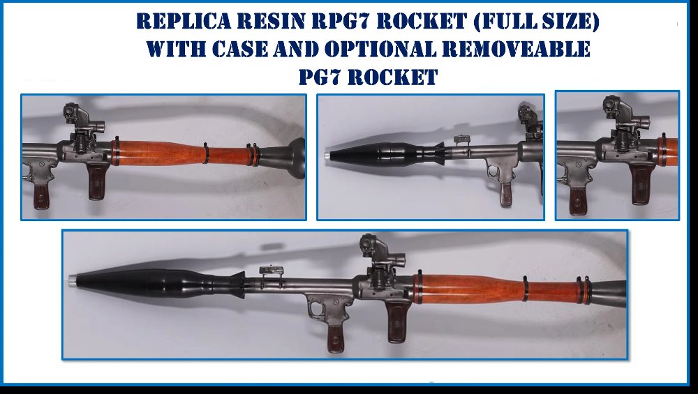 Replica RPG7 rocket launcher (RESIN) with PG7 rocket and optical sights